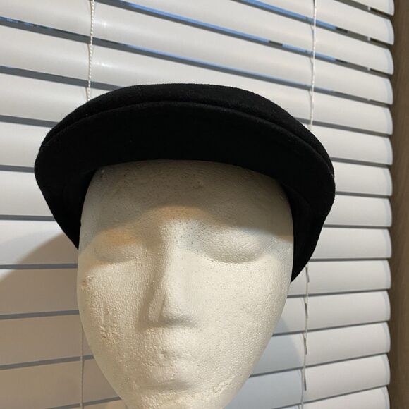 100% Wool Newsboy Cabbie Hat Vntg Black Size S/M - Picture 3 of 9